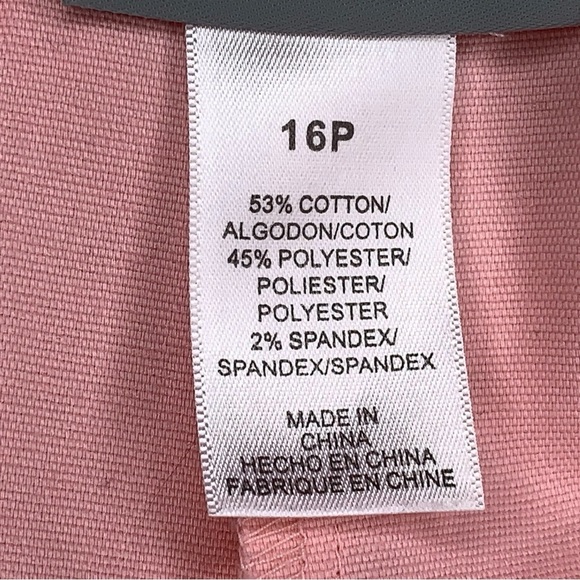 Size Petite 16 Alfred Dunner Pink Capri Pants Elastic Waistband Pastel Cotton - Picture 11 of 12